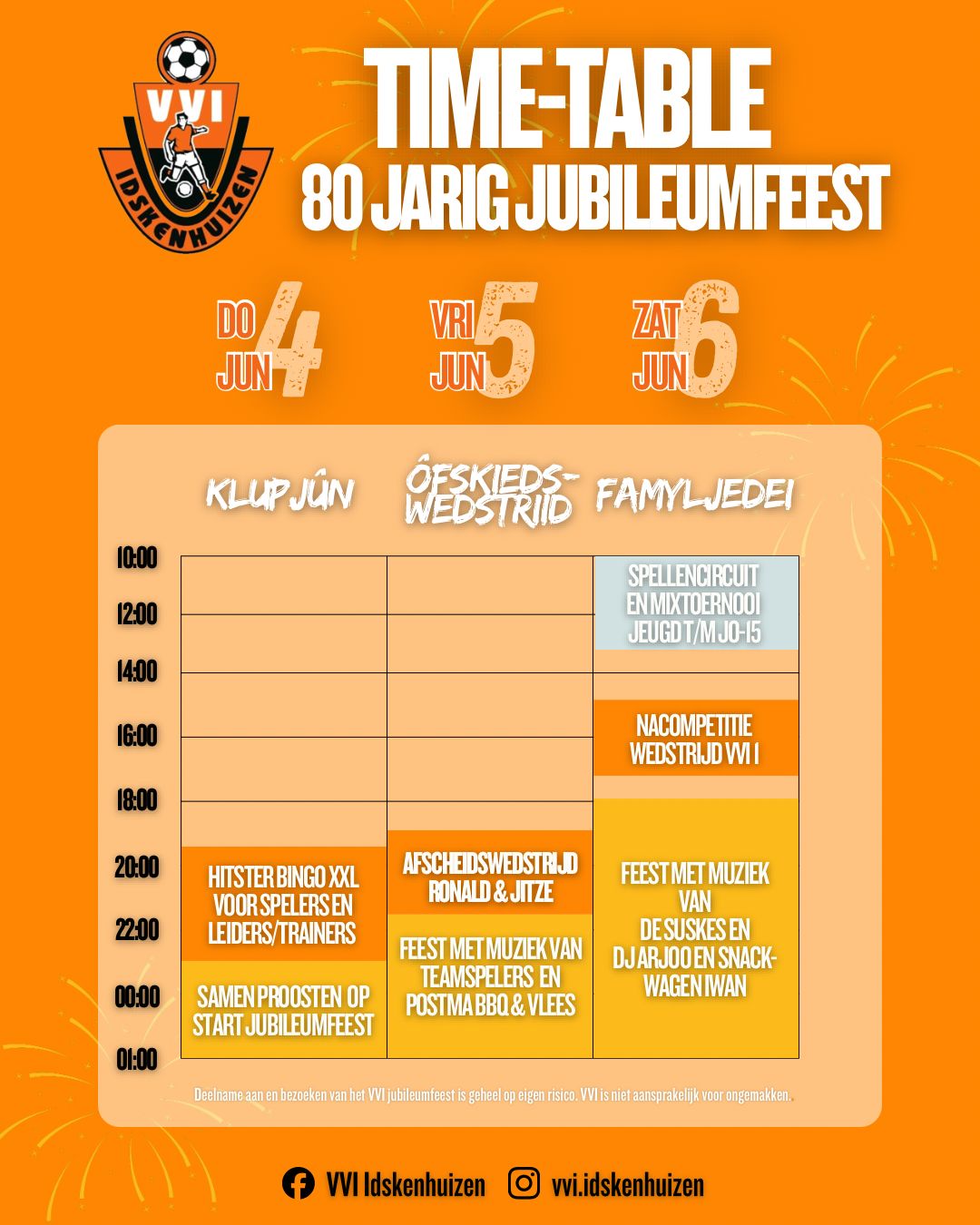 VVI - Time-table - 80 jarig jubileumfeest